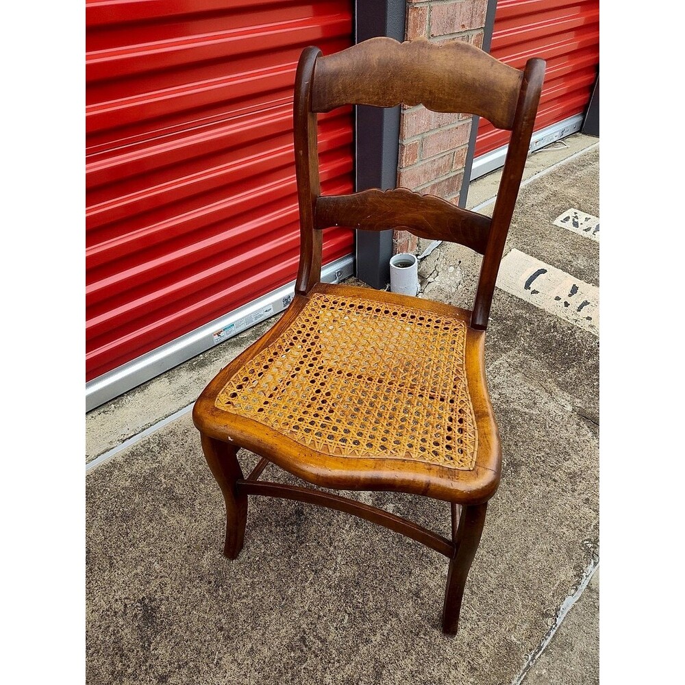 Antique Victorian Maple Side Chair with Hand-Caned Seat Local PU only 75065